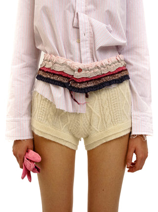 [Moromoro2] Cable Knit Shorts