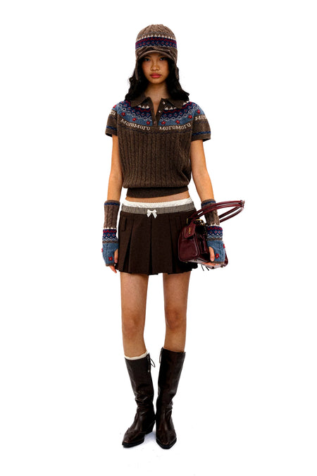 [Moromoro2] Faux Three-piece Pleated Skirt