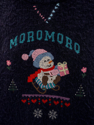 [Moromoro2] Snowman Contrast Stitch Knit  Sweater