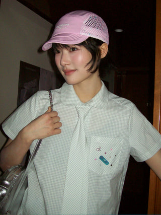 [moromoro2] Mesh Rabbit Print Camp cap