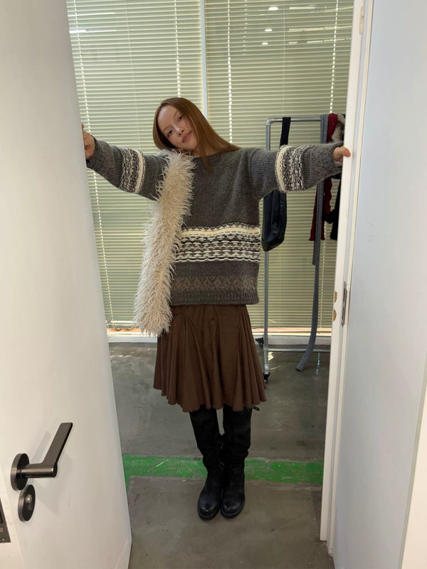 [NeverSeez] Fair Isle Jacquard Knit Sweater