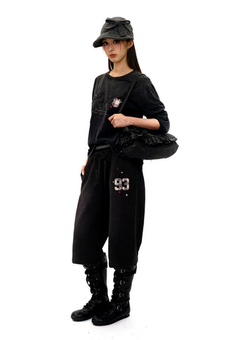 [Moromoro2] Distressed Star Applique  Sweatpants