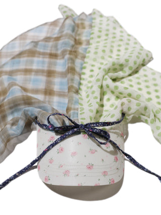 [Moromoro2] Floral Patchwork Bow Hat