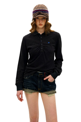 [Moromoro2] Embroidered Polo Top