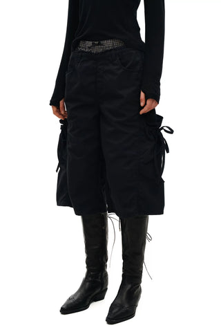 [Moromoro2] Faux Two-piece Waist Cropped  Pants