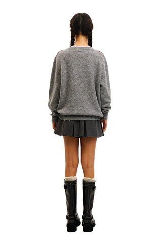 [Moromoro2] Gray Pink Diamond Cardigan