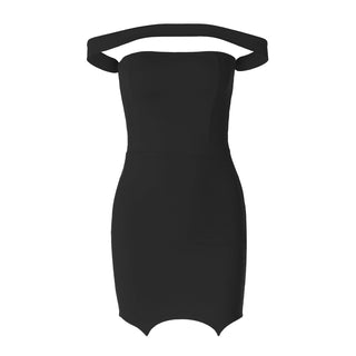 Off shoulder backless solid mini dress