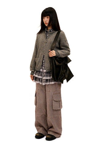 [Moromoro2] Bow Zip Hooded Cardigan