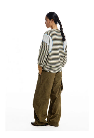[CONP] Striped Spliced Long-sleeve T-shirt