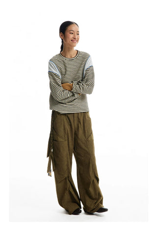 [CONP] Striped Spliced Long-sleeve T-shirt