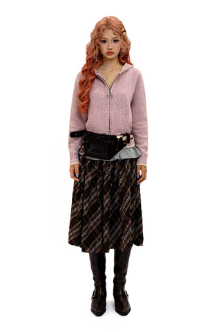 [Moromoro2] Bow Zip Hooded Cardigan