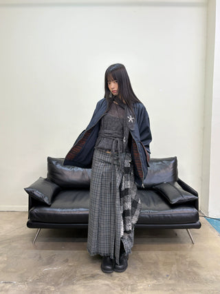 [NeverSeez] Pleated Plaid Skirt with Removable Waist Detail