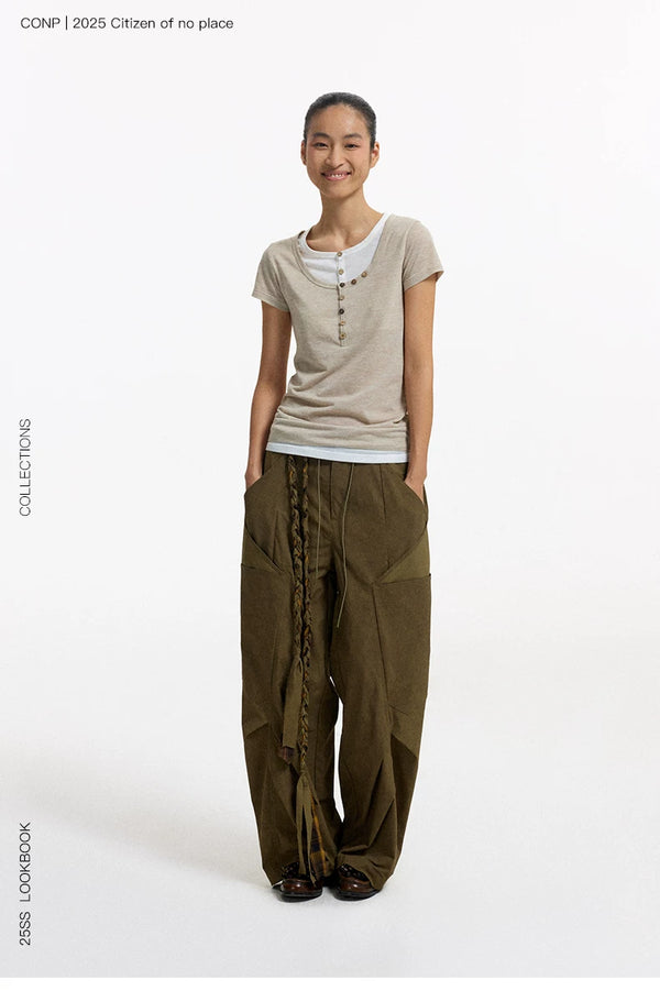 [CONP] Faux Two-piece Henley Shirt