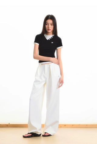 [NOTAWEAR] Faux Two-piece Short Sleeve  T-shirt