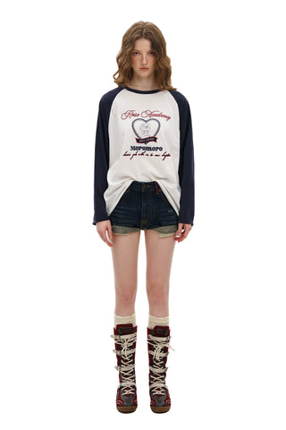 [Moromoro2] Rose Collegiate Logo Raglan Tee