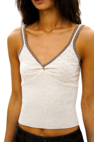 [Moromoro2] Lace Trim V-Neck Cami Top