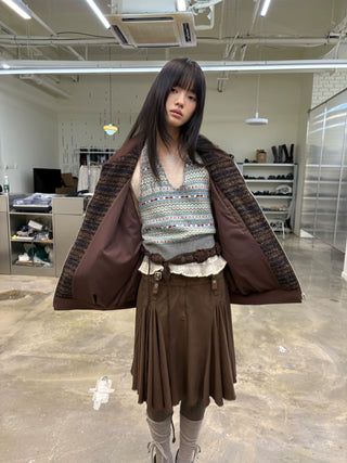 [NEVERSEEZ] Fair Isle Knit Halter Vest