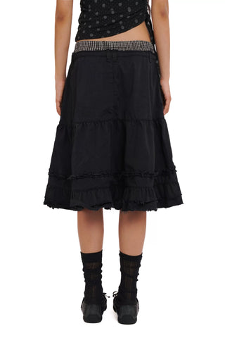 [Moromoro2] Faux Two-piece Plaid A-line  Skirt