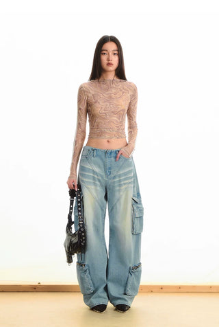 [NOTAWEAR] Mesh Print Long Sleeve T-Shirt