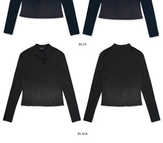 [Moromoro2] Gradient Striped Thumb Hole  T-shirt