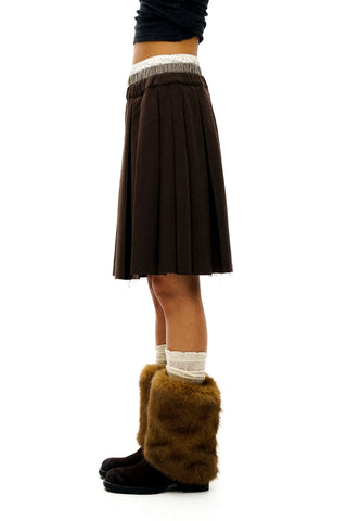 [Moromoro2] Faux Spliced Pleated Skirt