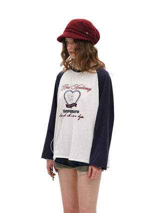 [Moromoro2] Rose Collegiate Logo Raglan Tee