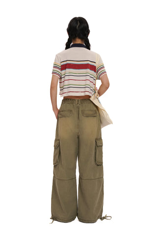 [moromoro2] Striped Crop T-Shirt