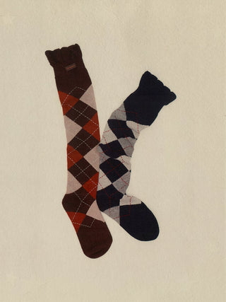 [Moromoro2] Argyle Lace Mid-calf Socks