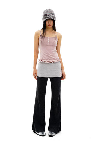 [Moromoro2] Faux Two-piece Flared Skirt  Pants