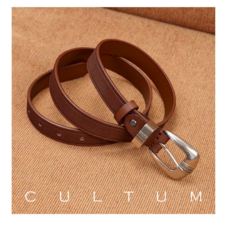 [CULTUM] Engraved Silver Buckle Belt