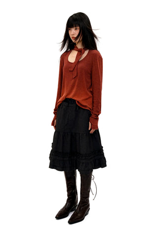 [Moromoro2] Gradient Striped Thumb Hole  T-shirt