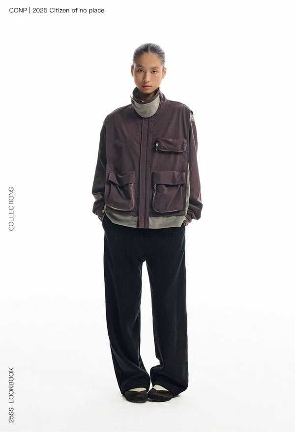 [CONP] Multi-pocket Spliced Jacket