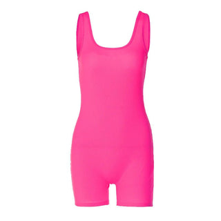 Ribbed sleeveless u neck solid romper