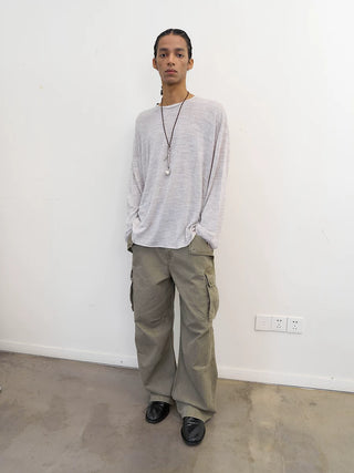 [NeverSeez] Linen Blend Knit Top