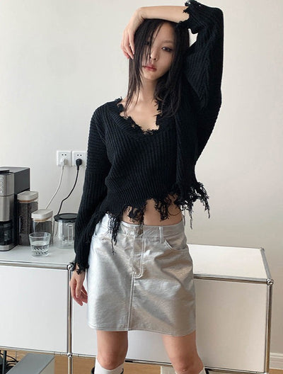 high waist faux leather mini skirt