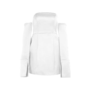 Long sleeve off shoulder ruched backless mini dress
