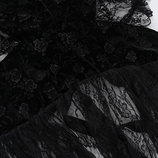 Hoodie velvet lace self tie beaded shrug top