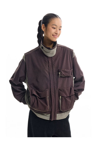 [CONP] Multi-pocket Spliced Jacket