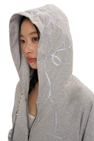 [moromoro2] Bowknot Embroidered Hoodie