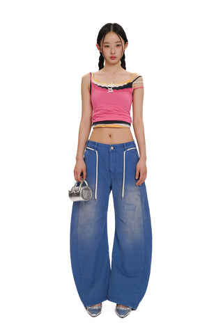 [moromoro2] Distressed Saber-Cut Cotton  Pants