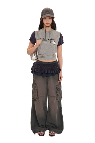 [Moromoro2] Knit Lace Sling Top