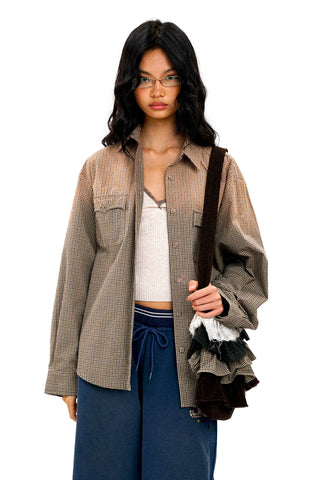 [Moromoro2] Gradient Plaid Shirt