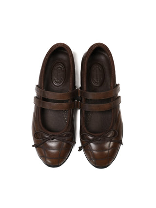 [Moromoro2] Leather Mary Jane Bow Flats