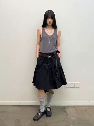 [NeverSeez] A-line Utility Skirt