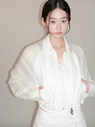 [moromoro2] Semi-Sheer Checkered Lightweight  Jacket