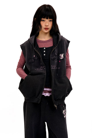 [Moromoro2] Rabbit Applique Hooded Vest