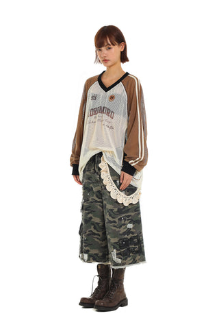 [Moromoro] V-neck Jersey Cutout T-shirt