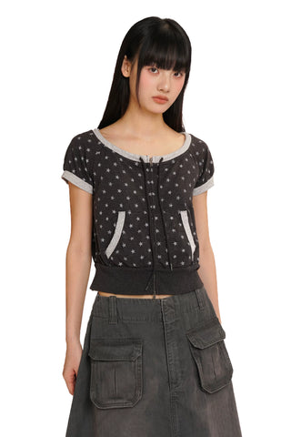 [moromoro2] Ribbed Zip-Up Short Sleeve