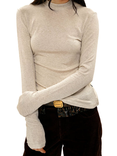 [Moromoro2] Lyocell Blend Crew Neck Long Sleeve  Tee