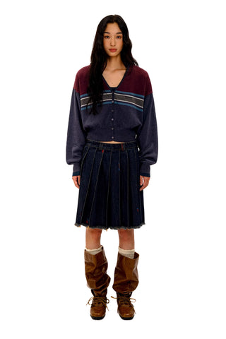 [Moromoro2] Denim Pleated Skirt